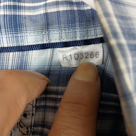 Panhandle Rough Stock Plaid Shirt XXL Blue Button Down Collar Business Casual - Picture 6 of 7